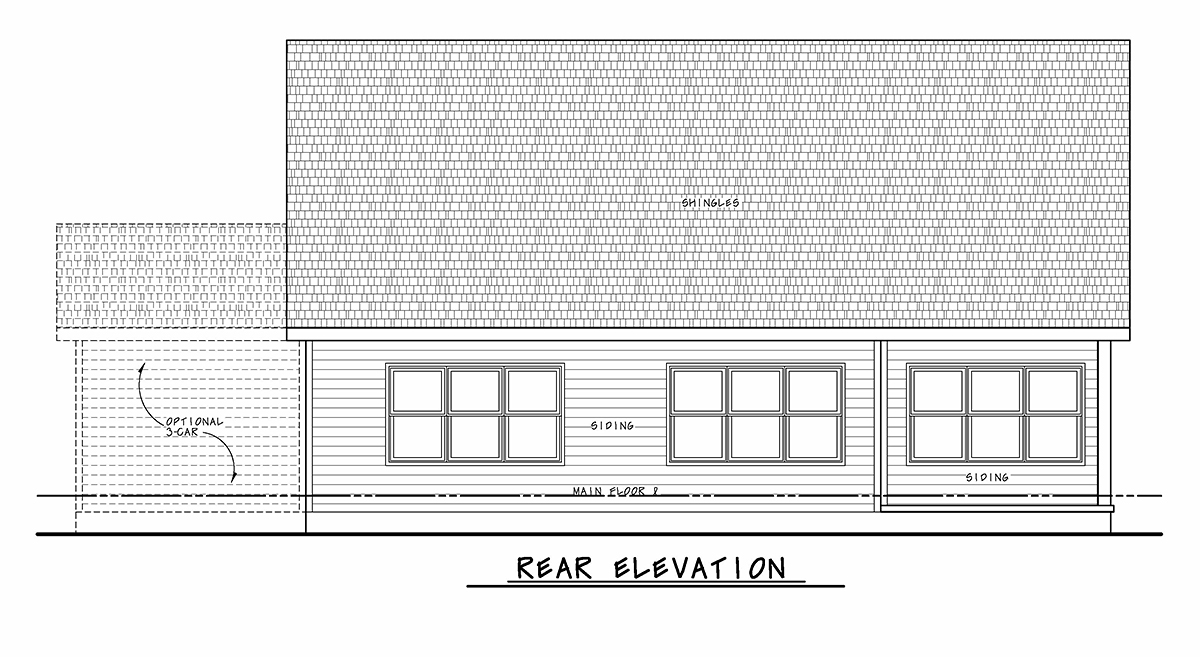 Traditional Rear Elevation of Plan 75729