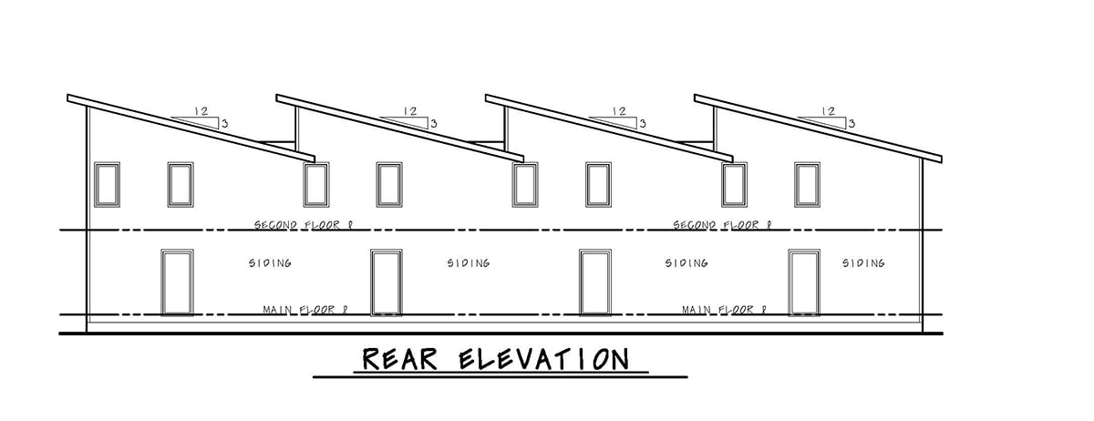 Modern Rear Elevation of Plan 75731