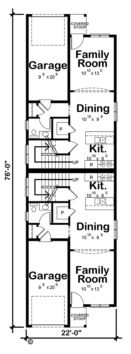 Multi-Family Plan 75732 First Level Plan