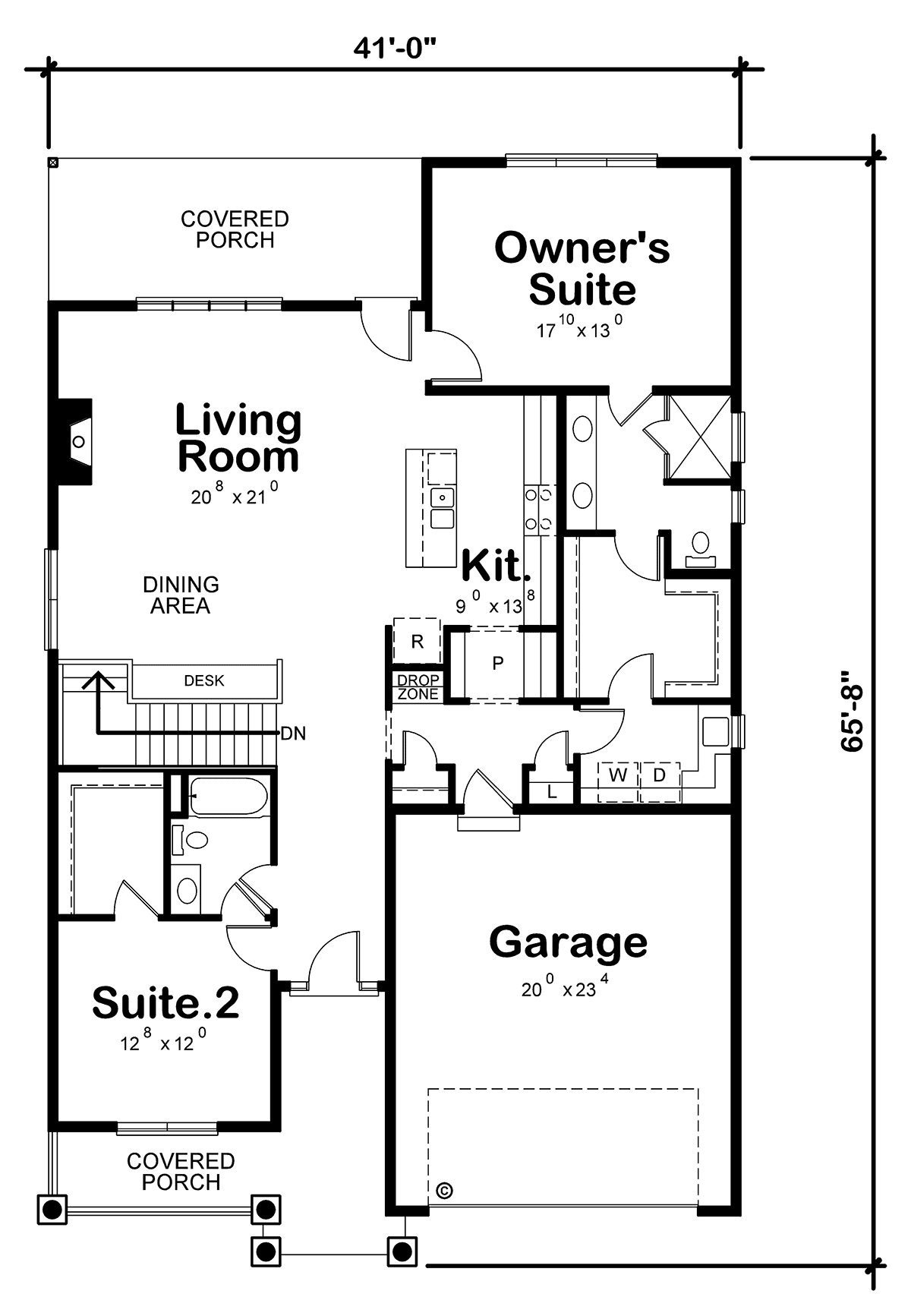 Craftsman Tudor Level One of Plan 75733