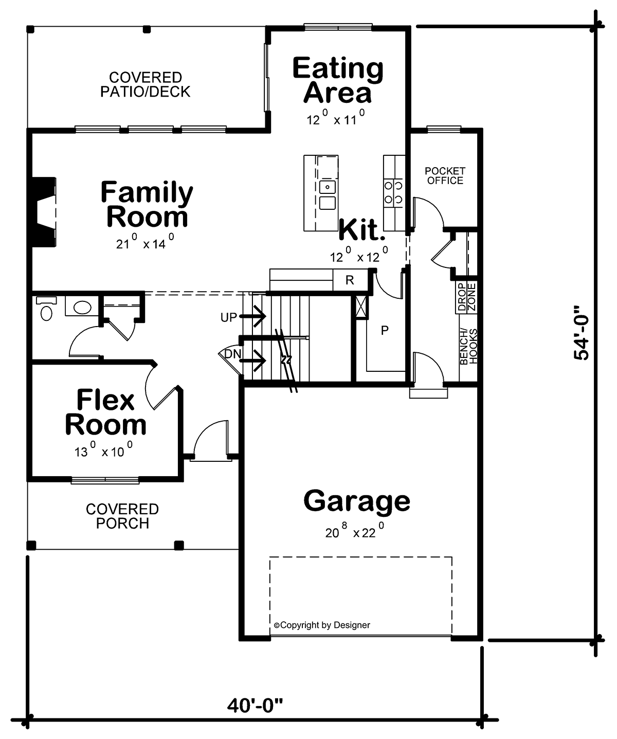 Farmhouse Level One of Plan 75734