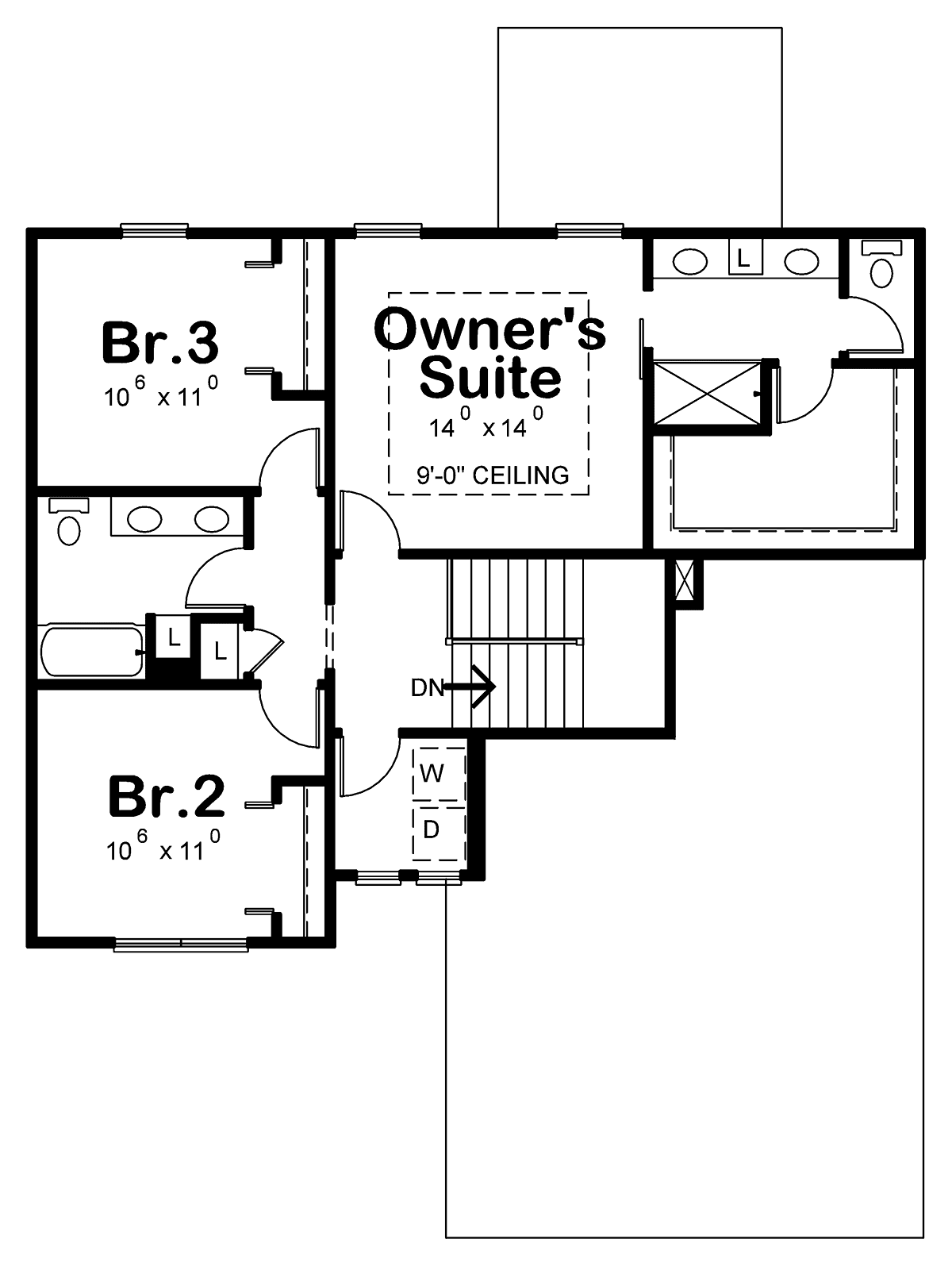 Farmhouse Level Two of Plan 75734