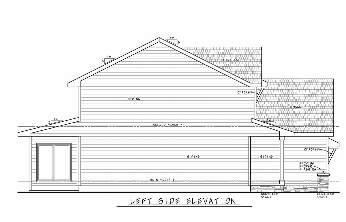 Farmhouse Plan with 2077 Sq. Ft., 3 Bedrooms, 3 Bathrooms, 2 Car Garage Picture 3