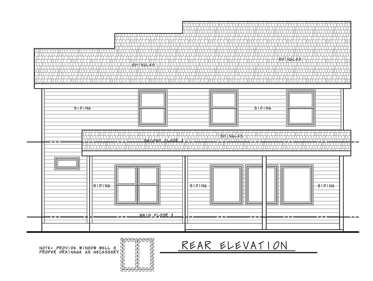 Farmhouse Rear Elevation of Plan 75734