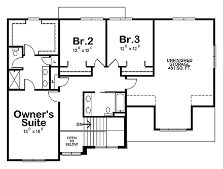 House Plan 75735 Second Level Plan