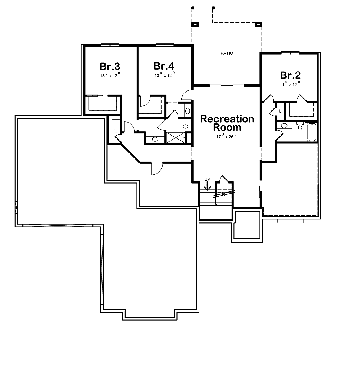 Craftsman Traditional Lower Level of Plan 75741