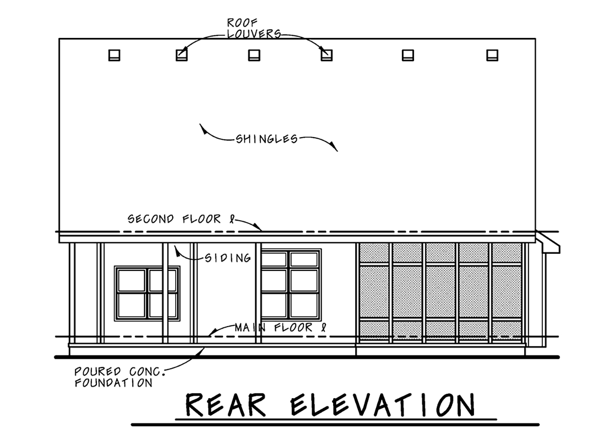 Bungalow Cottage Country Craftsman Rear Elevation of Plan 75742