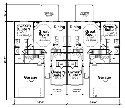 Multi-Family Plan 75747 First Level Plan