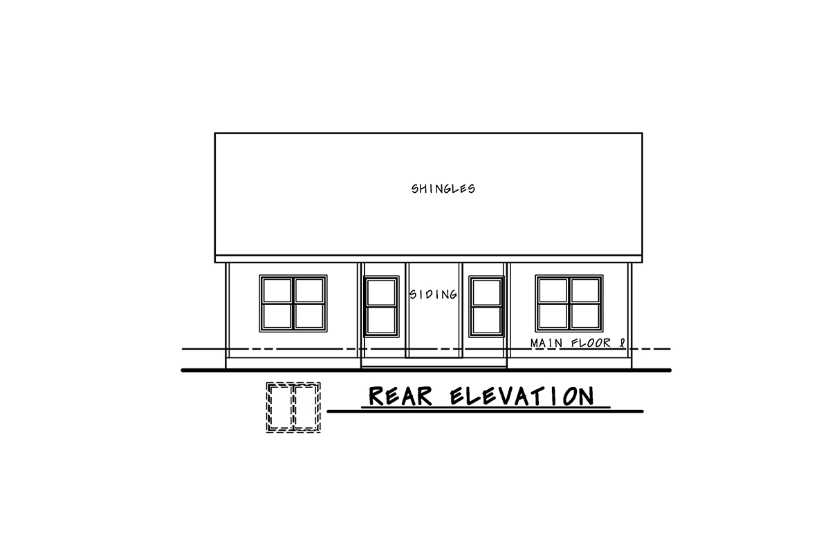 Traditional Rear Elevation of Plan 75748
