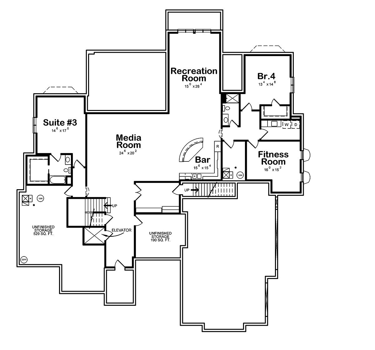 Traditional Lower Level of Plan 75755