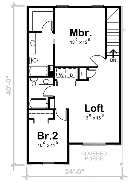 House Plan 75758 Second Level Plan