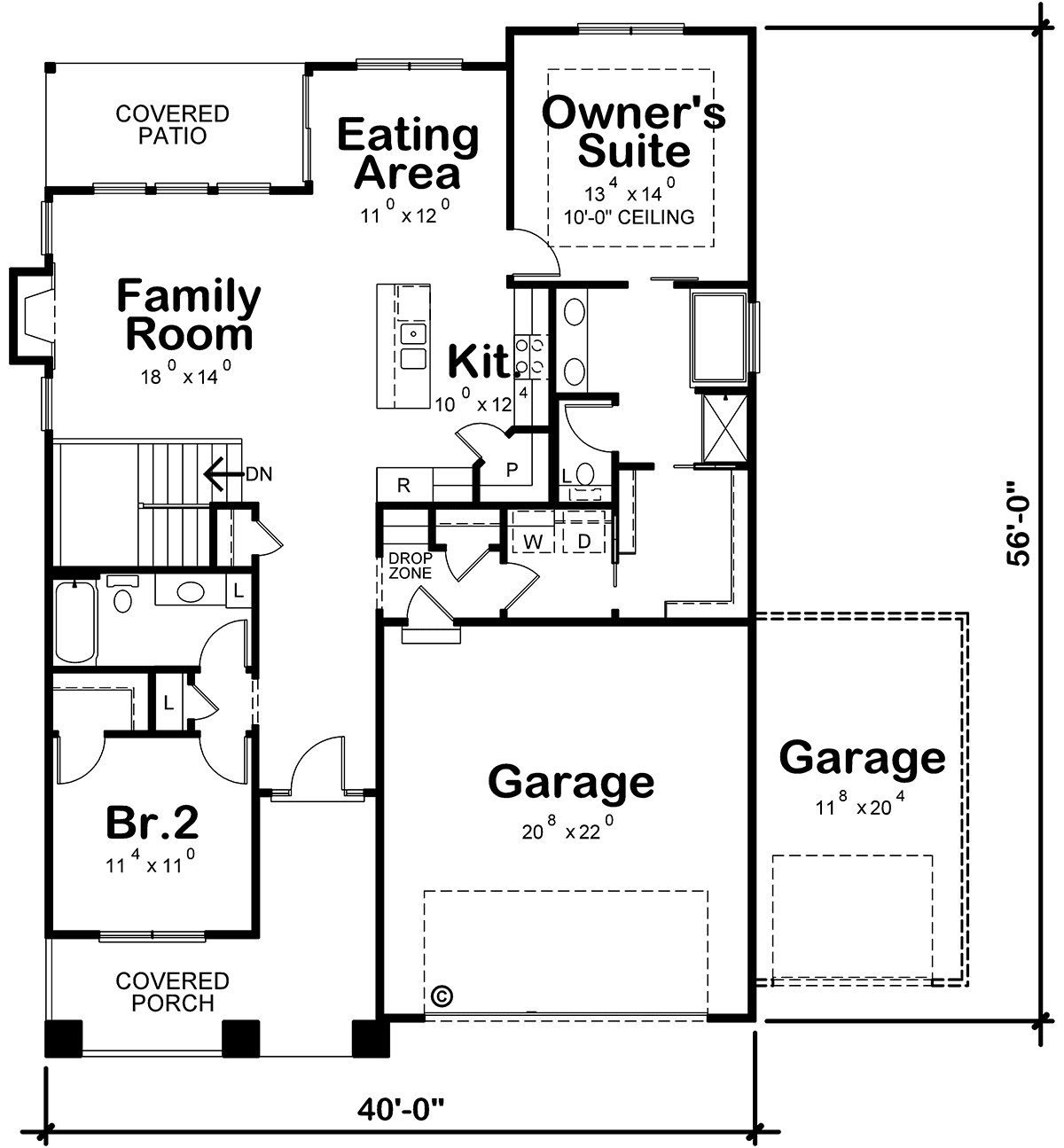 Farmhouse Level One of Plan 75760