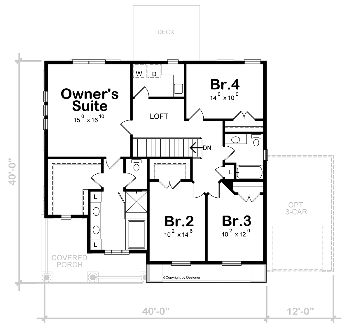 Craftsman Traditional Level Two of Plan 75766