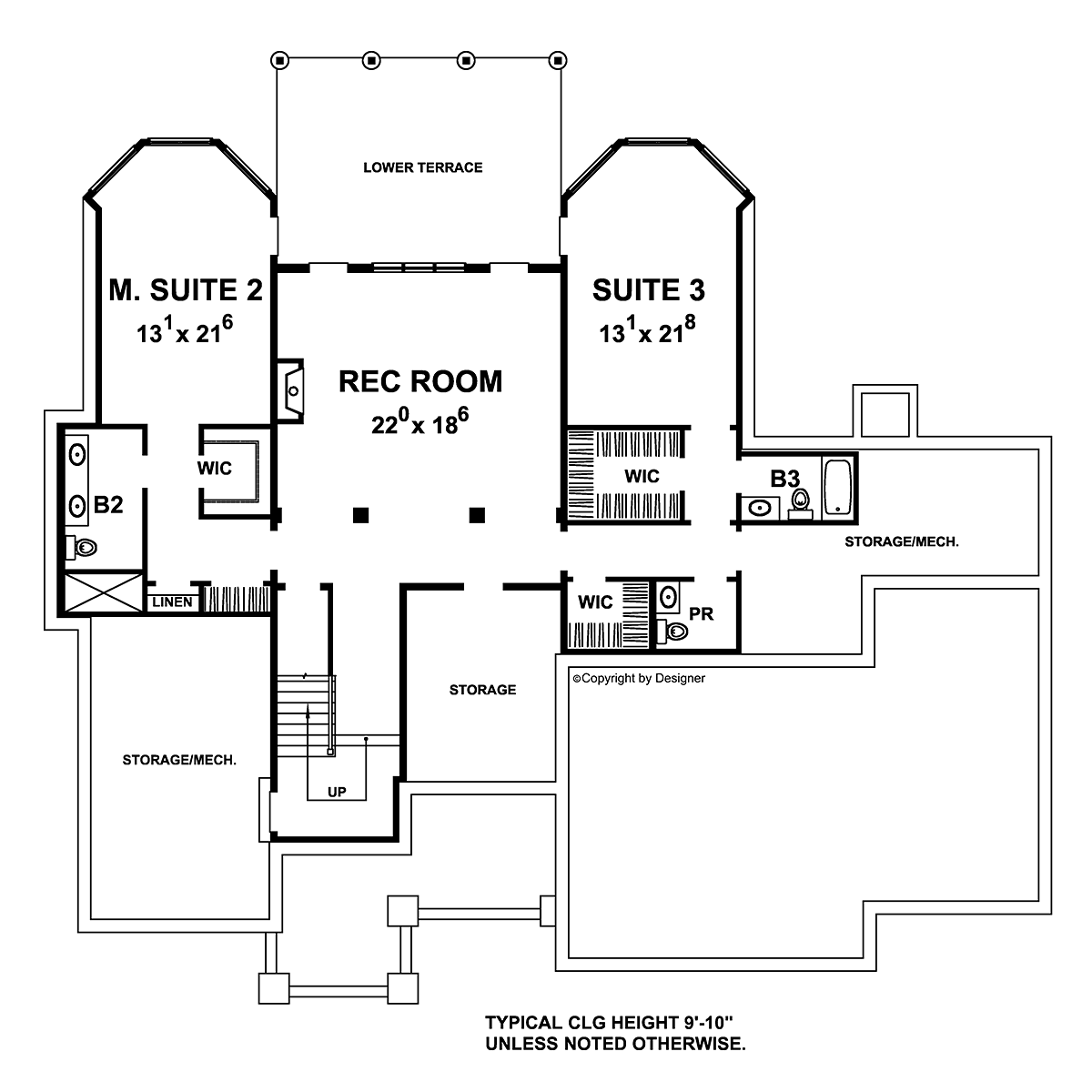 Craftsman Traditional Lower Level of Plan 75767