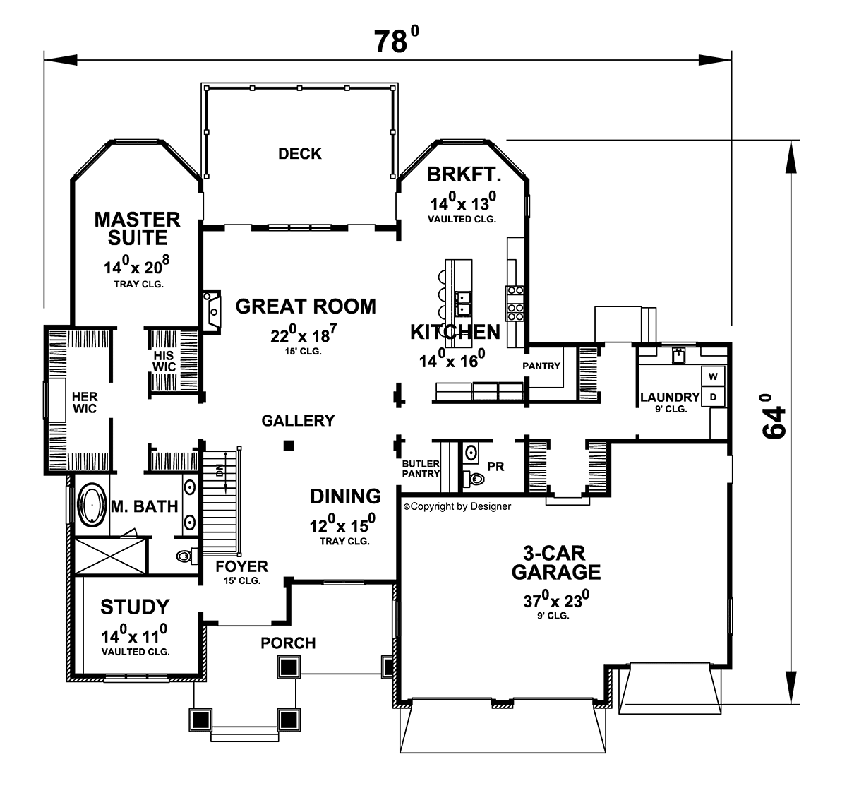 Craftsman Traditional Level One of Plan 75767