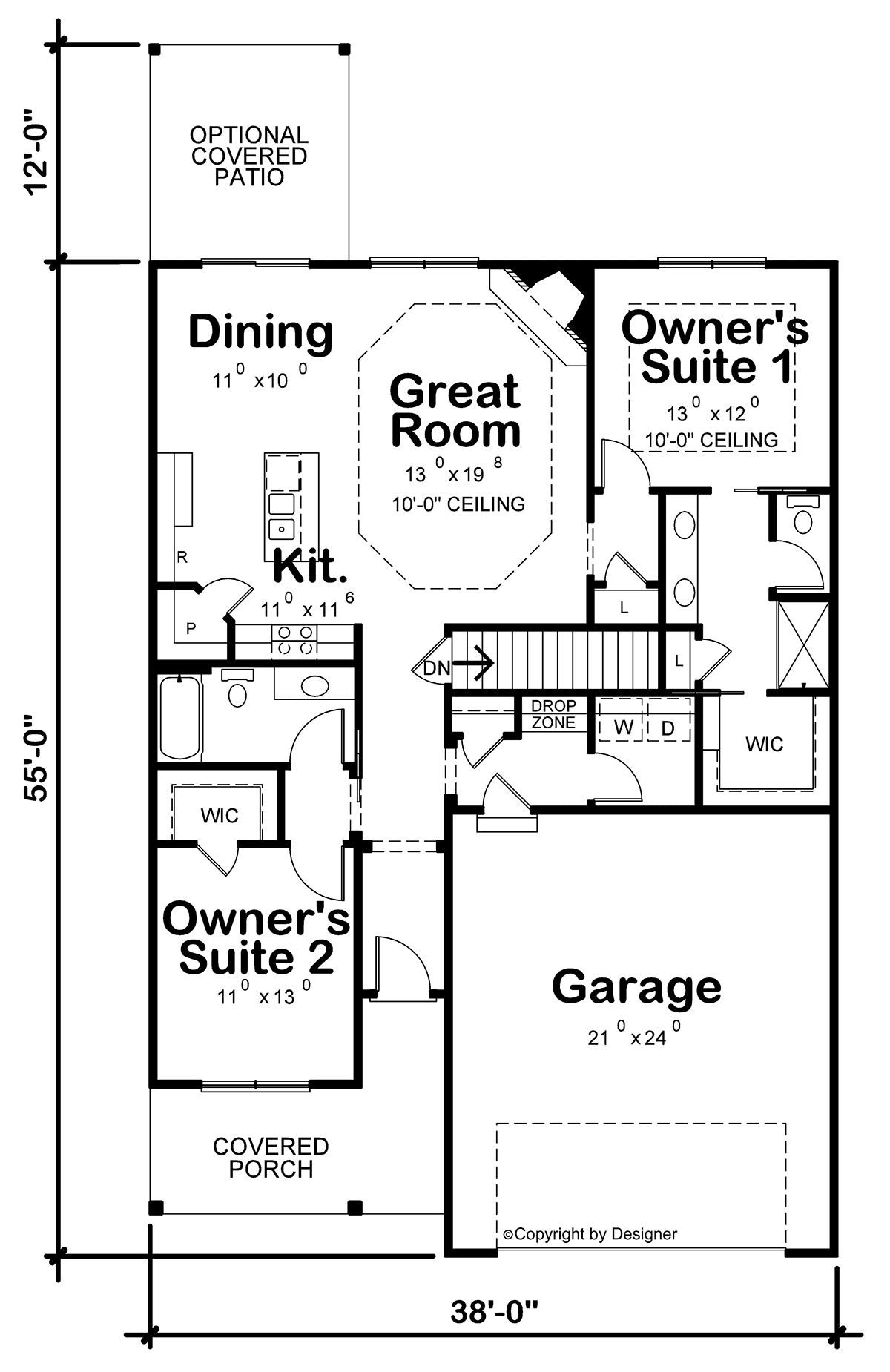 Farmhouse Traditional Level One of Plan 75769