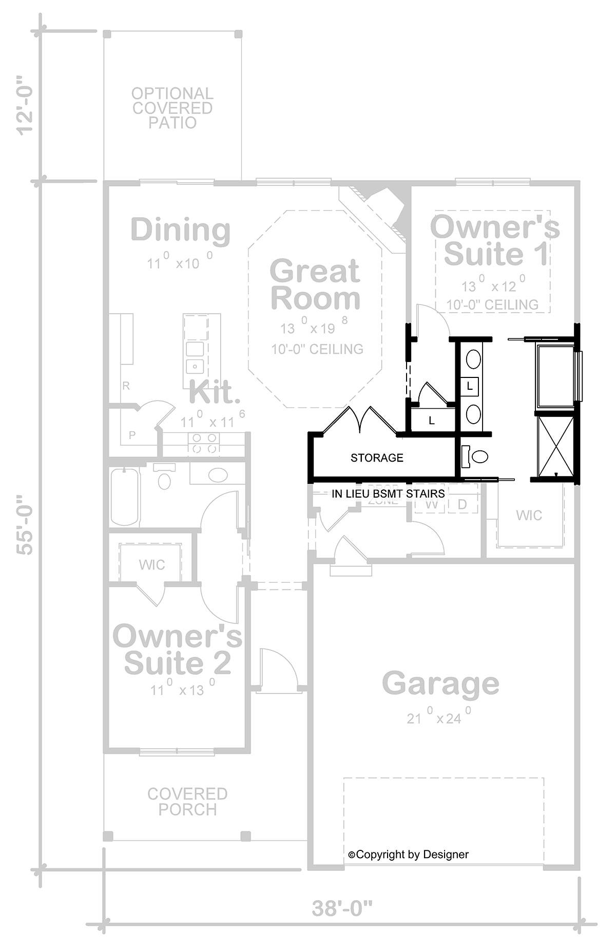 Farmhouse Traditional Alternate Level One of Plan 75769