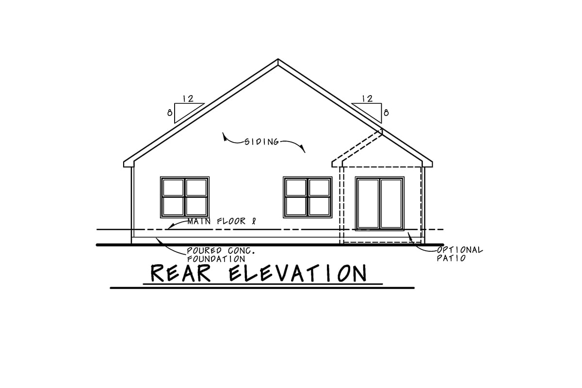 Farmhouse Traditional Rear Elevation of Plan 75769