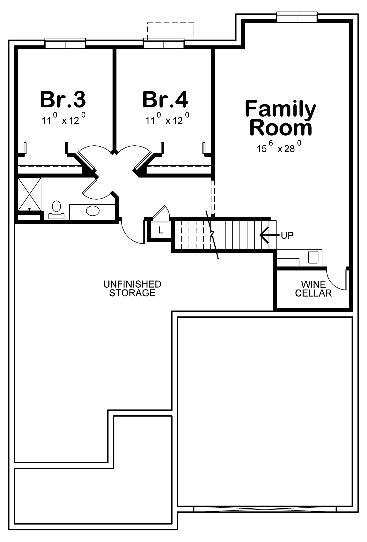 Cottage Lower Level of Plan 75770