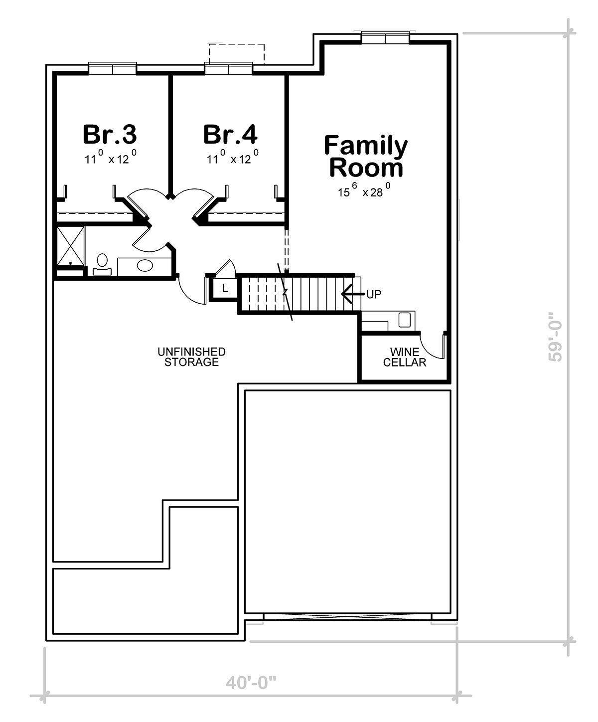 Cottage Lower Level of Plan 75772