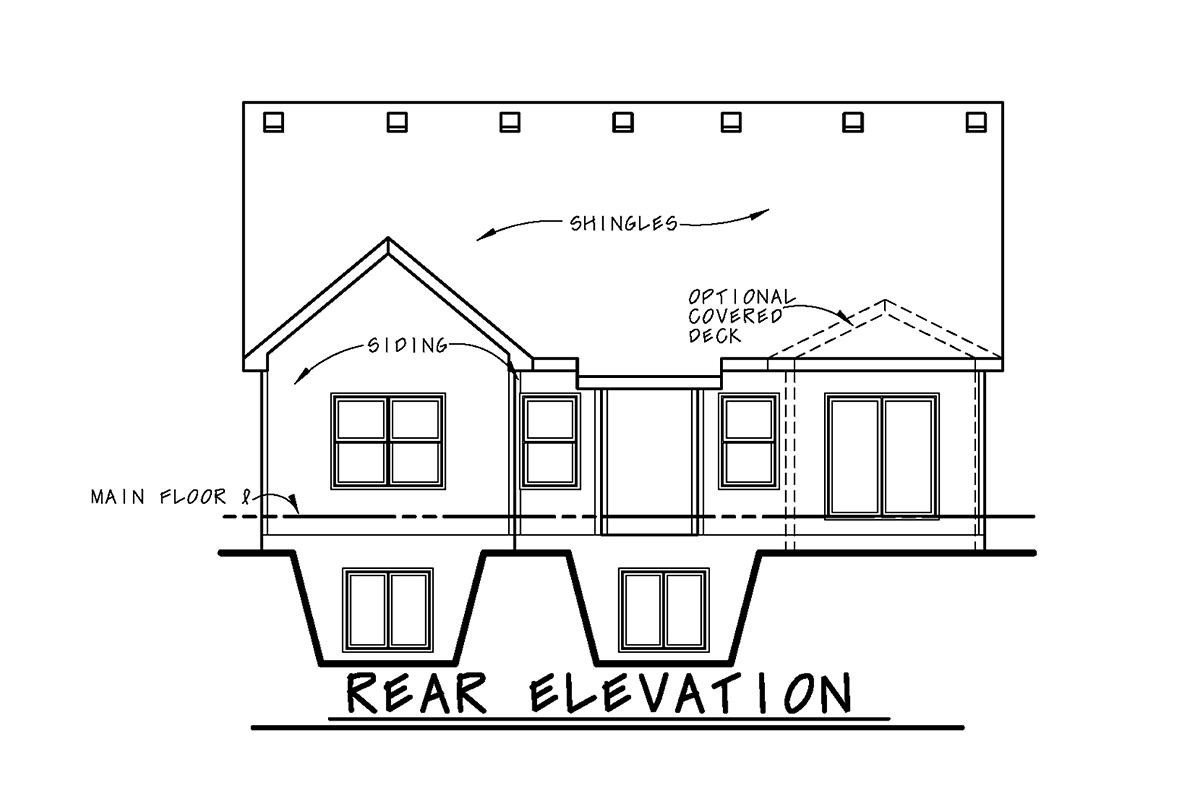 Cottage Rear Elevation of Plan 75772