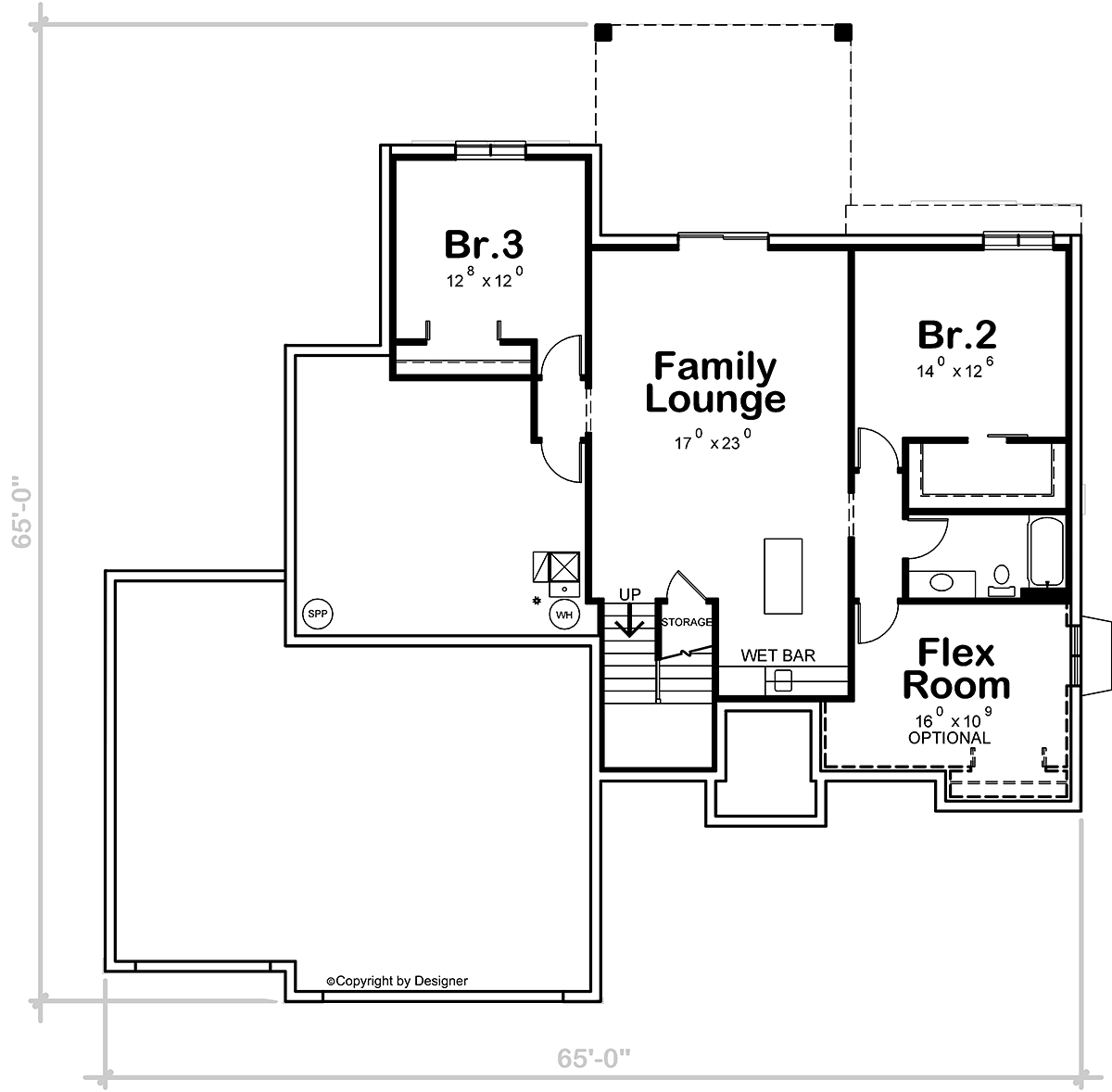 Contemporary Lower Level of Plan 75774