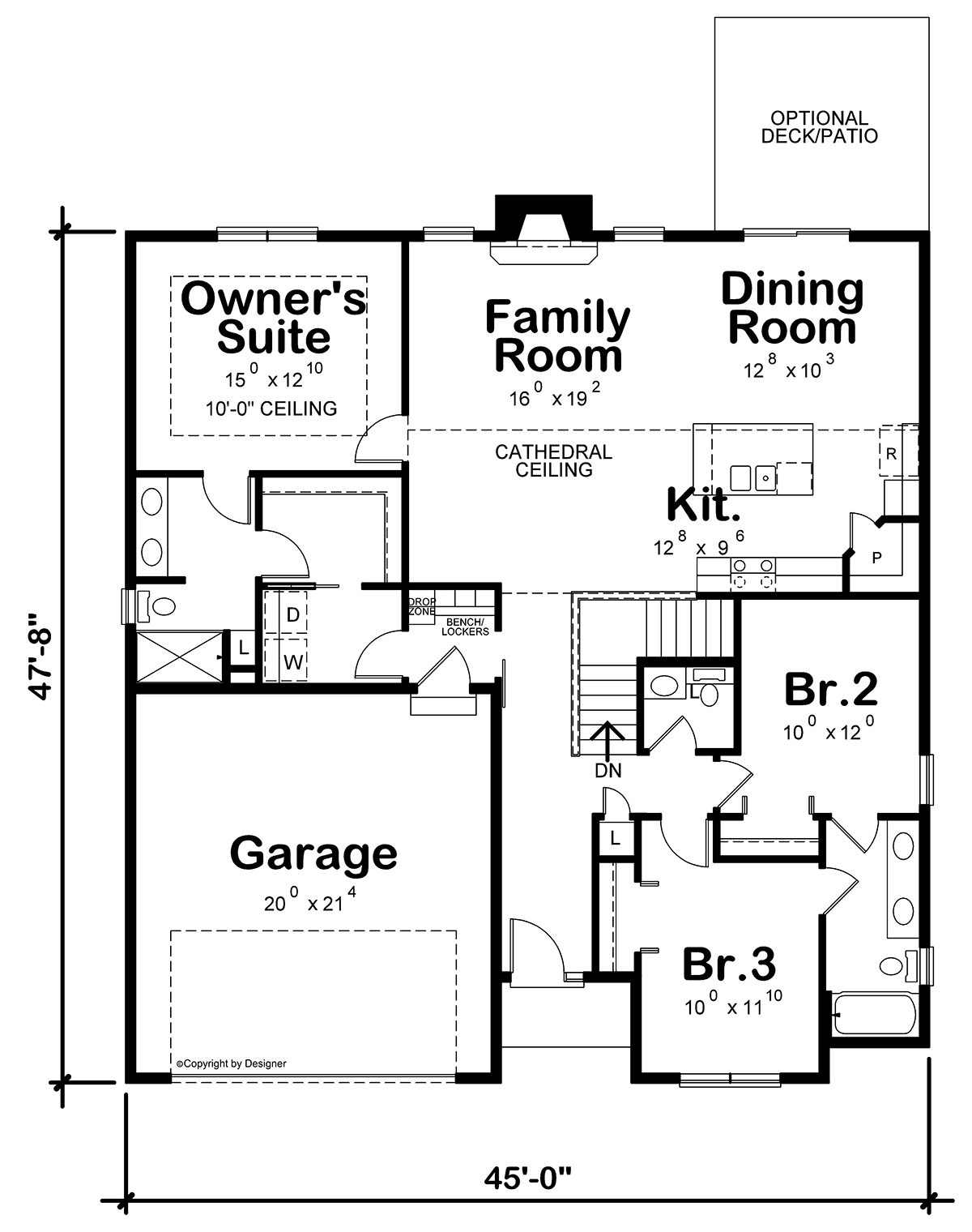 Farmhouse Level One of Plan 75775