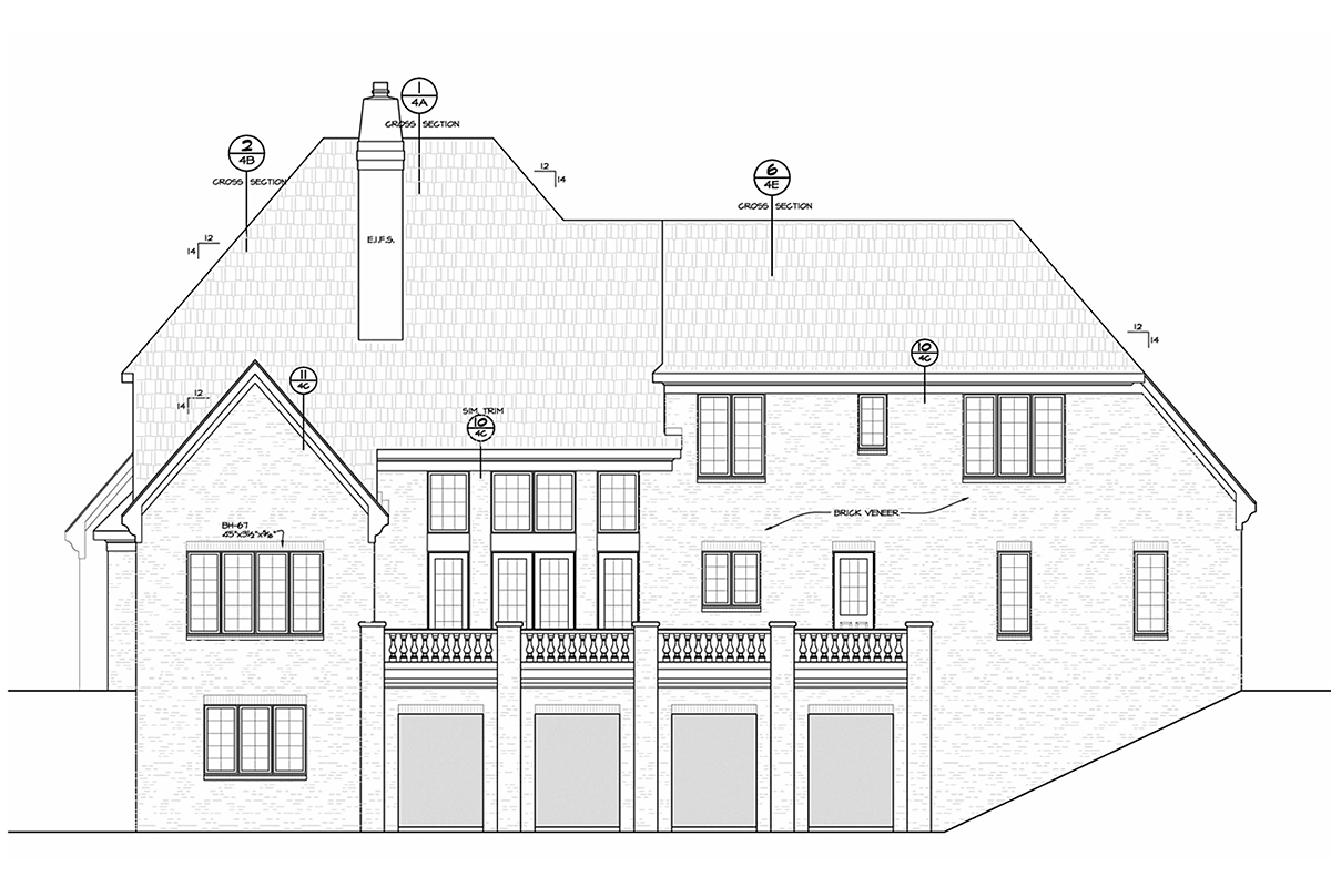 French Country Rear Elevation of Plan 75777