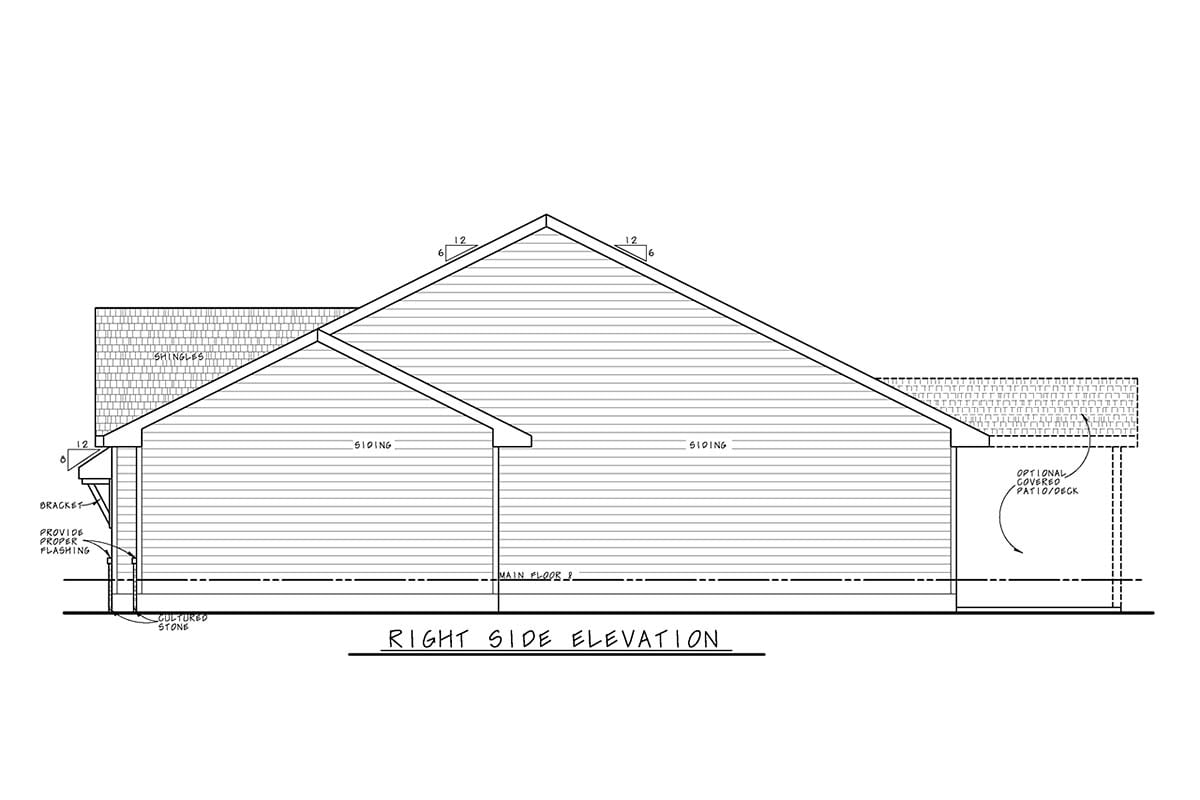 Farmhouse Plan with 1603 Sq. Ft., 3 Bedrooms, 2 Bathrooms, 3 Car Garage Picture 2