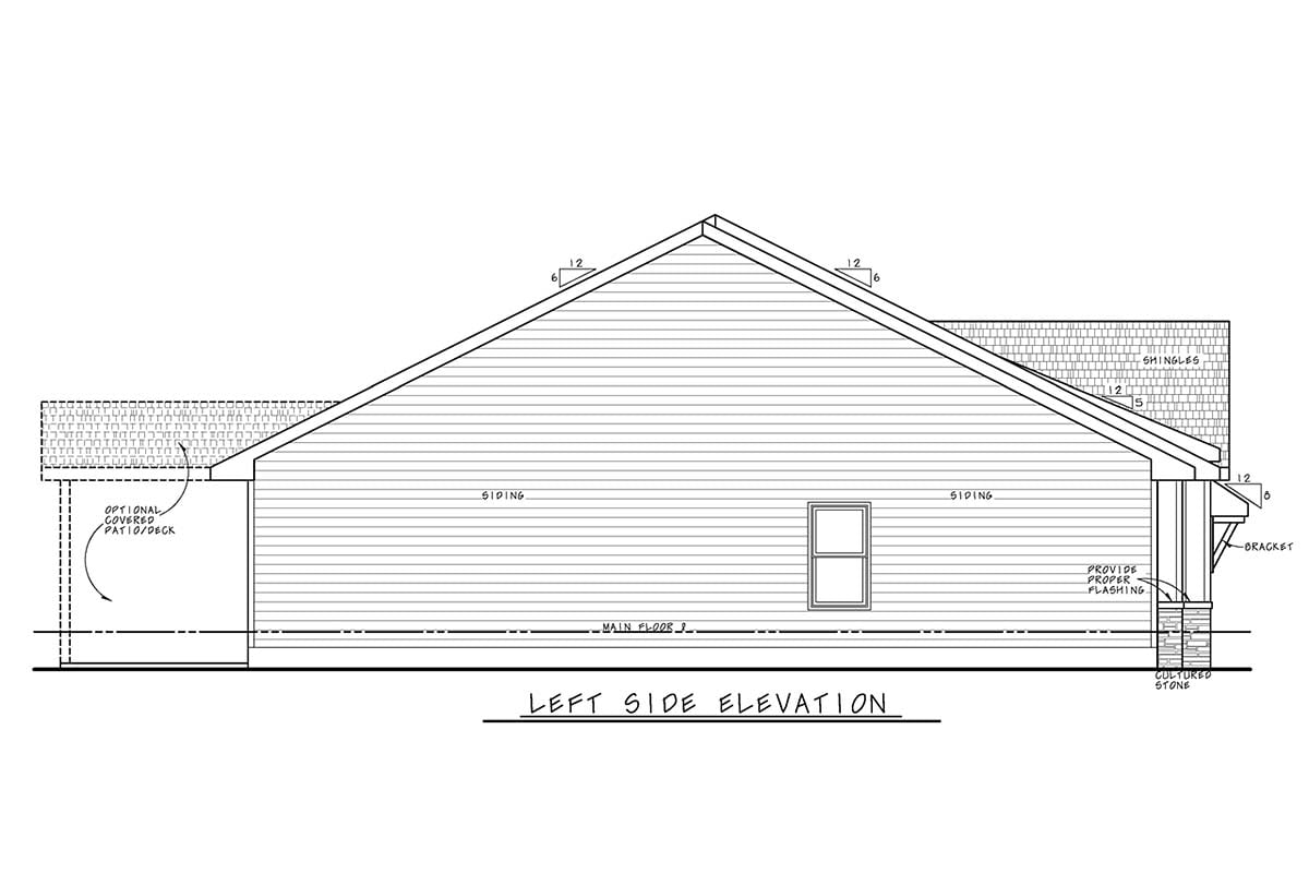 Farmhouse Plan with 1603 Sq. Ft., 3 Bedrooms, 2 Bathrooms, 3 Car Garage Picture 3