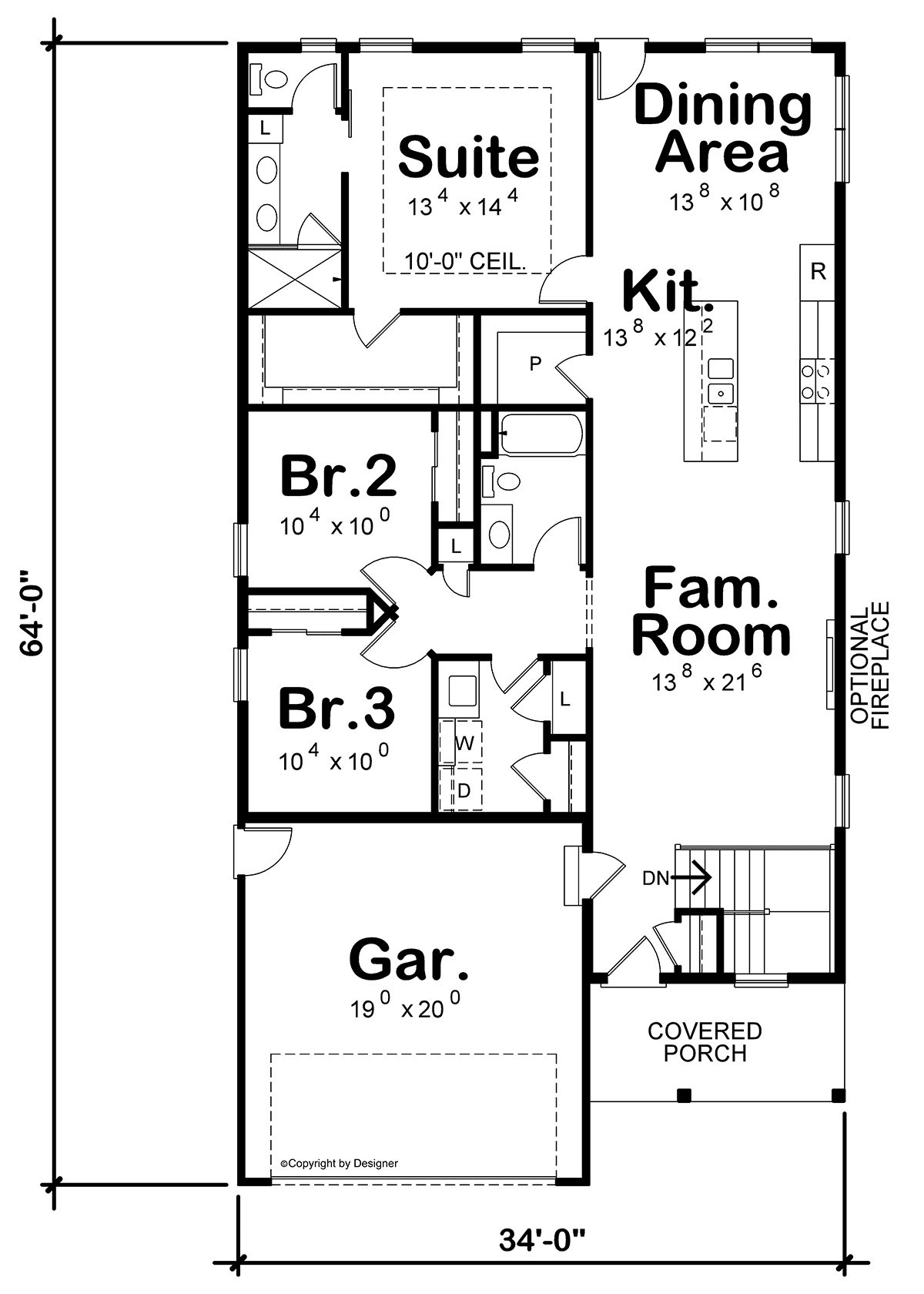 Farmhouse Traditional Level One of Plan 75782