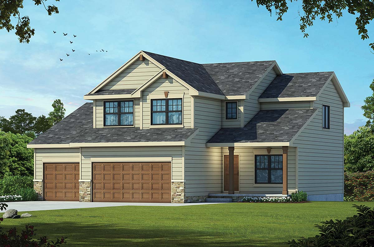 Plan 75784 | Traditional Style with 4 Bed, 4 Bath, 3 Car Garage