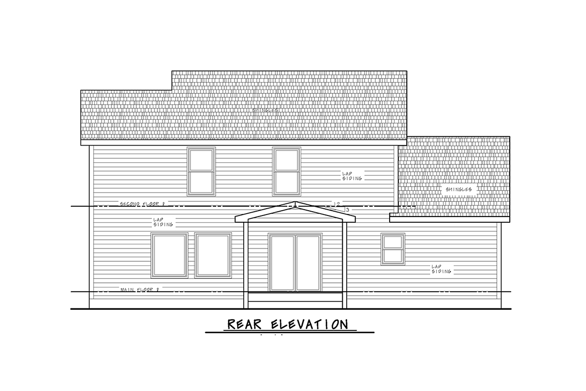 Craftsman Traditional Rear Elevation of Plan 75785