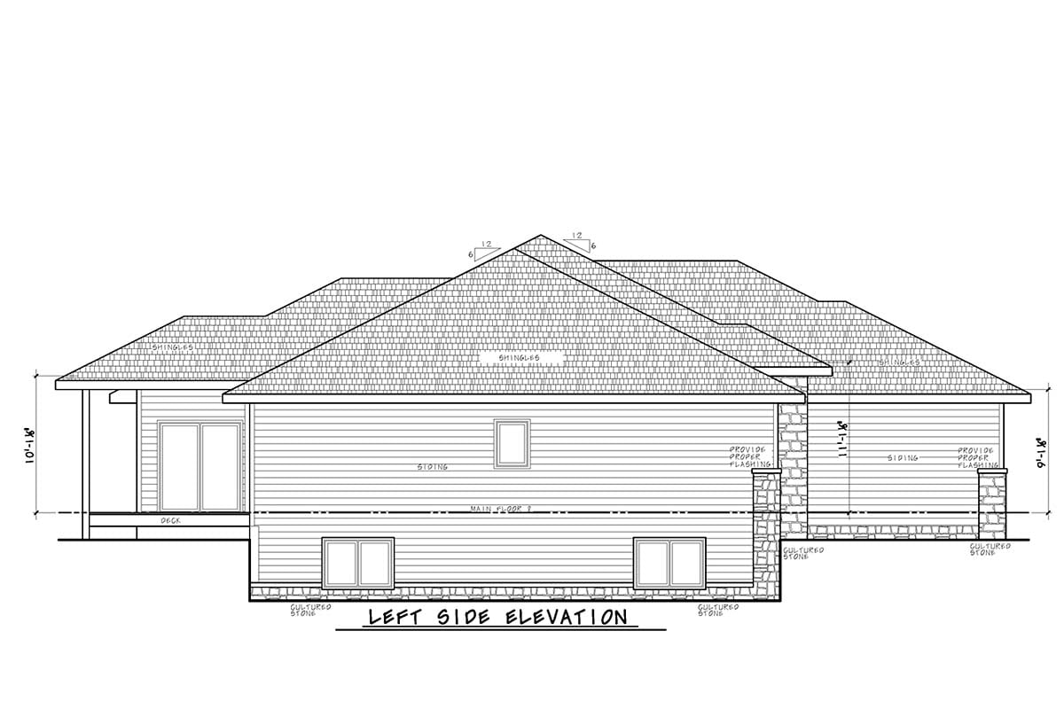 Contemporary Plan with 1861 Sq. Ft., 3 Bedrooms, 2 Bathrooms, 3 Car Garage Picture 3