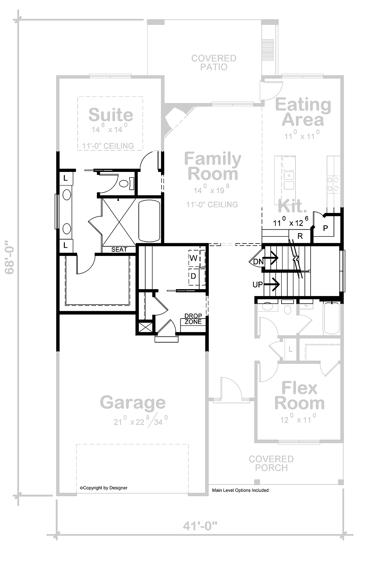 Country Farmhouse Traditional Alternate Level One of Plan 75793