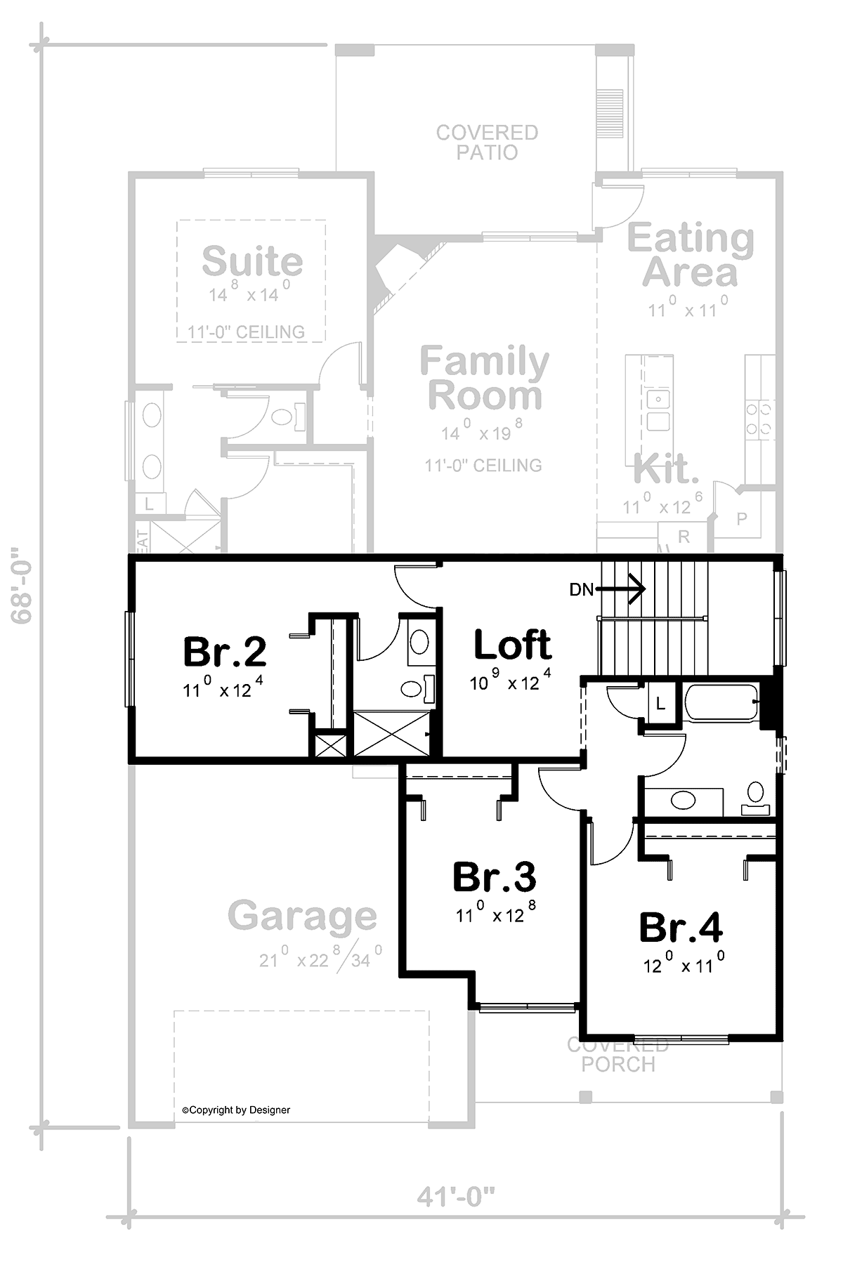 Country Farmhouse Traditional Level Two of Plan 75793