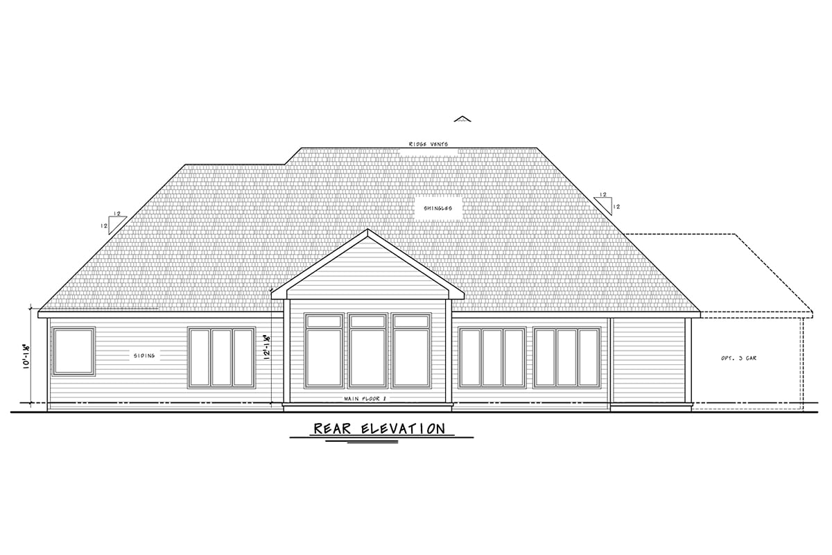 Contemporary Modern Rear Elevation of Plan 75798