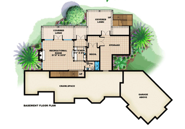 Coastal Craftsman Lower Level of Plan 75900