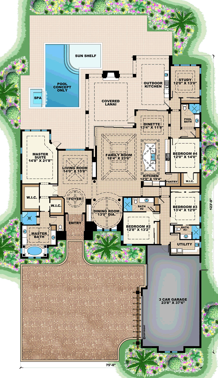 House Plan 75941 Mediterranean Style with 3869 Sq Ft 4 