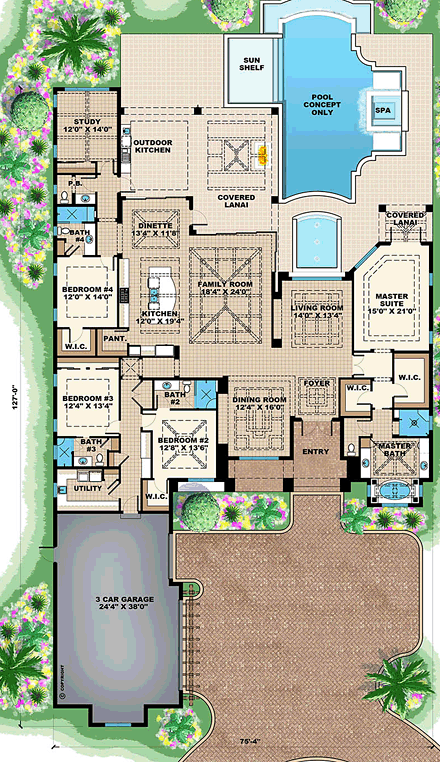 House Plan 75942 First Level Plan