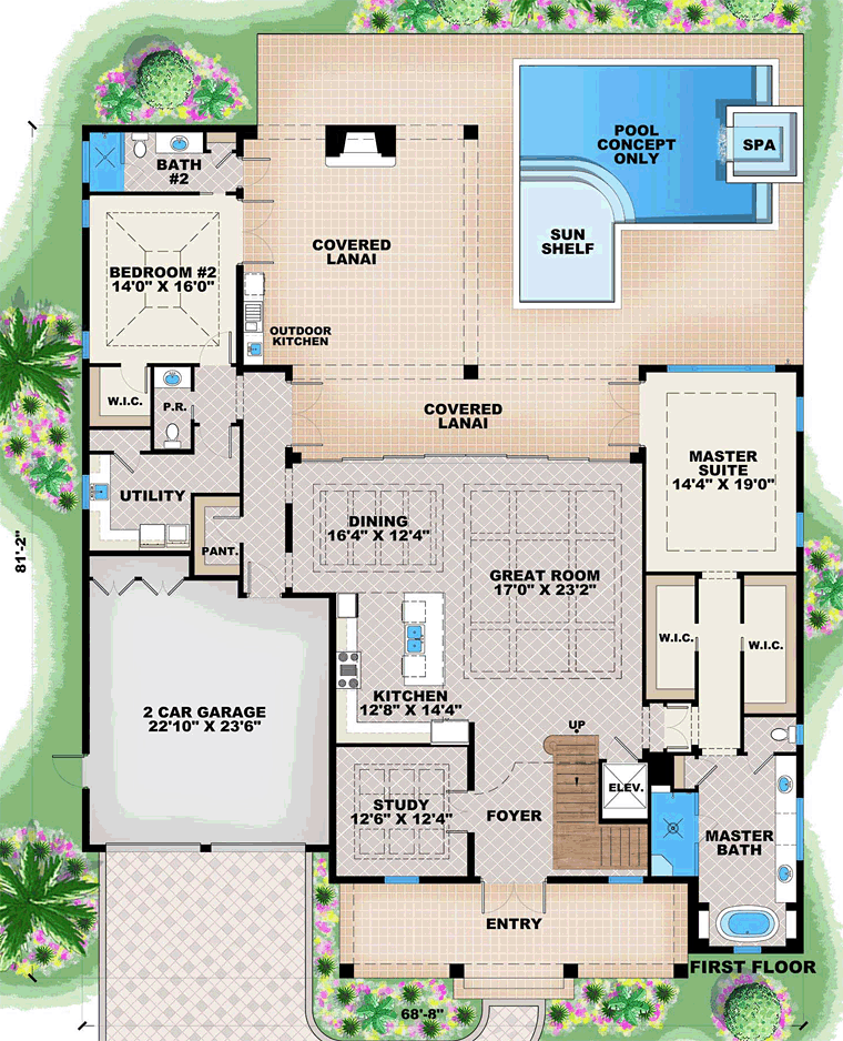 Colonial Country Mediterranean Level One of Plan 75948