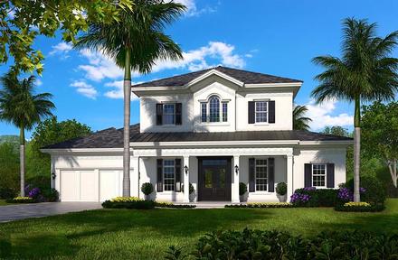 Colonial Country Mediterranean Elevation of Plan 75948