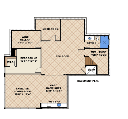 Contemporary Modern Lower Level of Plan 75953