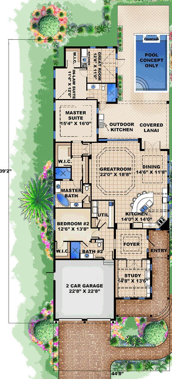 Coastal Country Florida Level One of Plan 75959