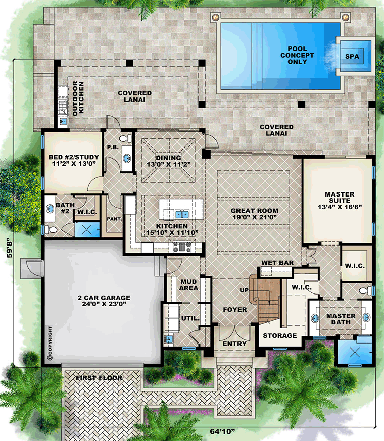 Coastal Florida Mediterranean Level One of Plan 75960