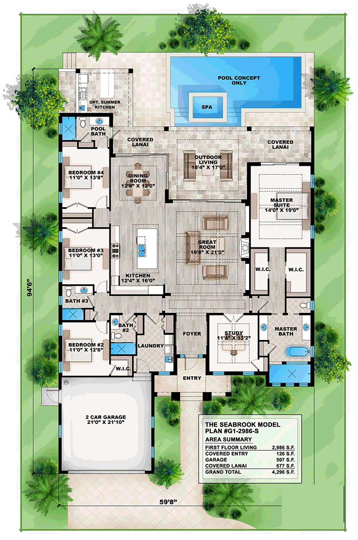 Coastal Florida Mediterranean Southern Level One of Plan 75969