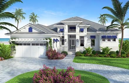 Coastal Florida Mediterranean Southern Elevation of Plan 75969