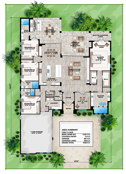 House Plan 75975 First Level Plan