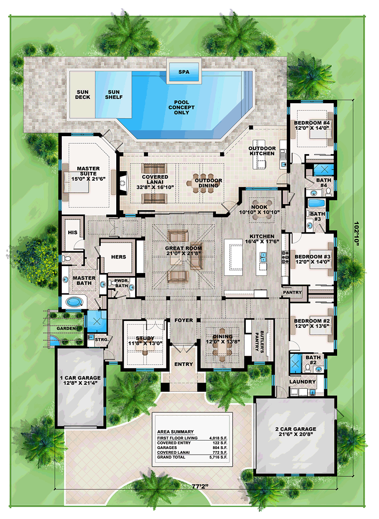 Coastal Florida Mediterranean Level One of Plan 75976