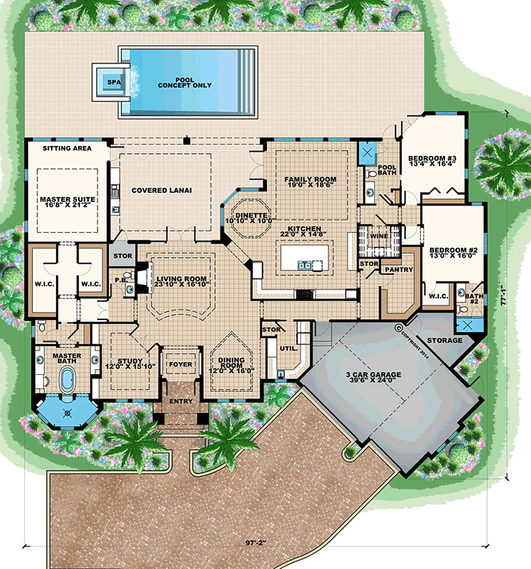 Contemporary Modern Southwest Level One of Plan 75982